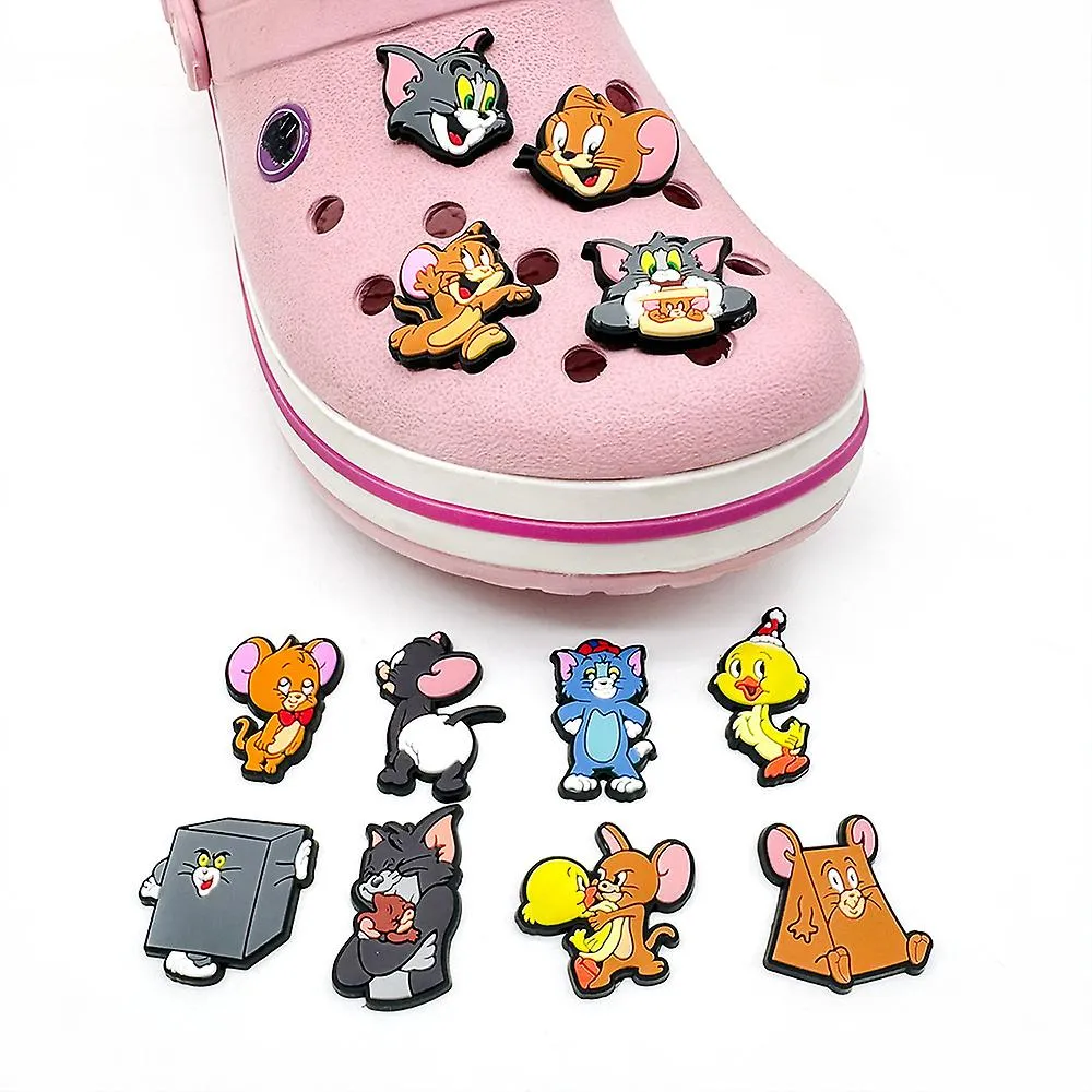 12 pack Jibbitz Charms for Crocs Clog Tom and Jerry Tuffy Cartoon Shoe Decoration Accessories