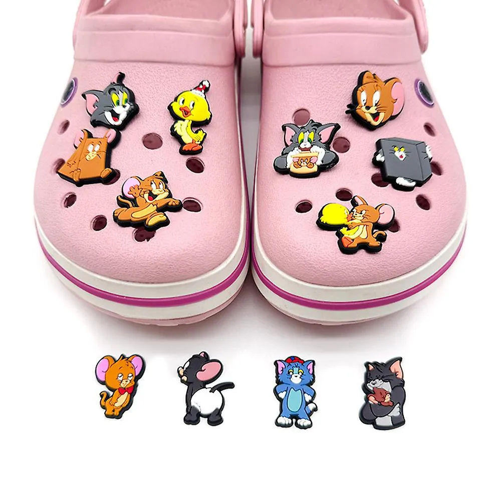 12 pack Jibbitz Charms for Crocs Clog Tom and Jerry Tuffy Cartoon Shoe Decoration Accessories