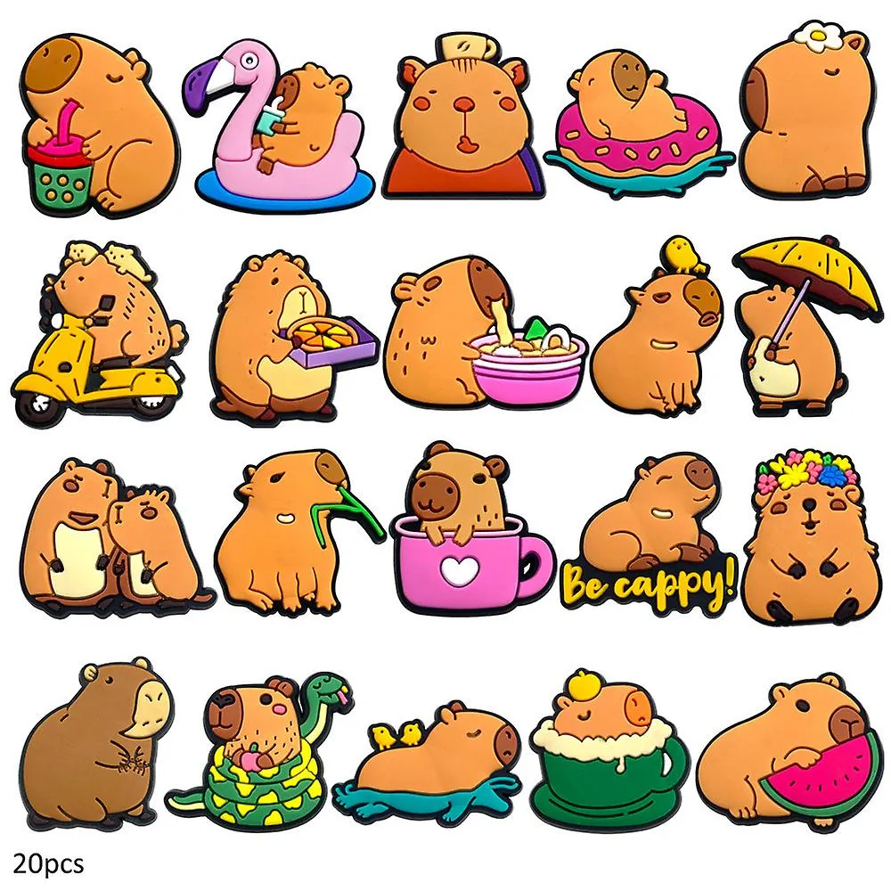 20 pack Jibbitz Charms for Crocs Clog Capybara Cute Cartoon Shoe Decoration Accessories