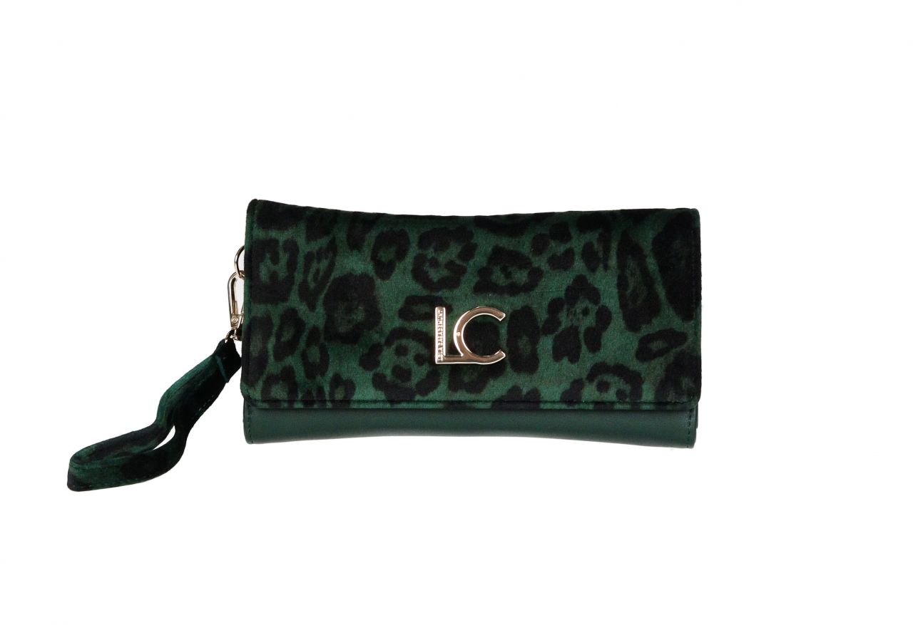 Billetero Verde Grande Leopard Print Lc Oro