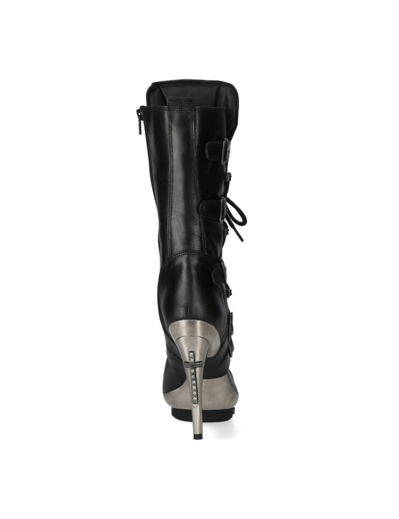 BOTAS PUNK GOTICAS NEGRAS PLATA CRUCIFIJO