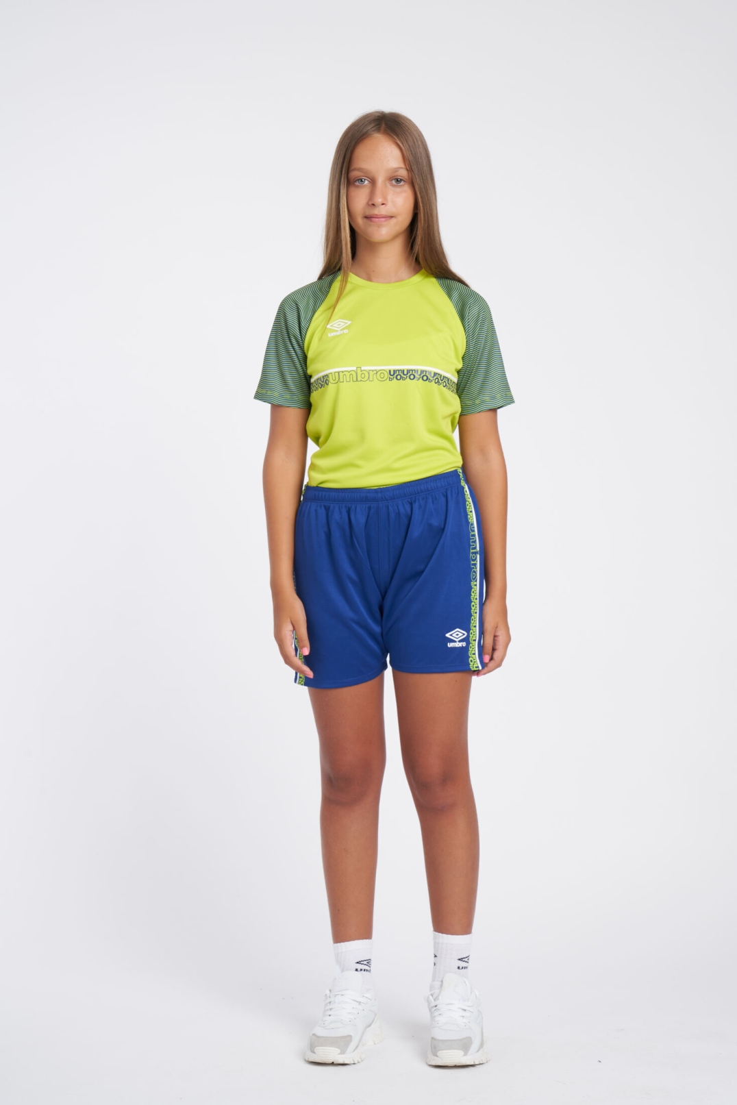 CAMISETA UMBRO SPIRITO JERSEY - JNR LIME PUNCH / WHITE / SODALITE BLUE