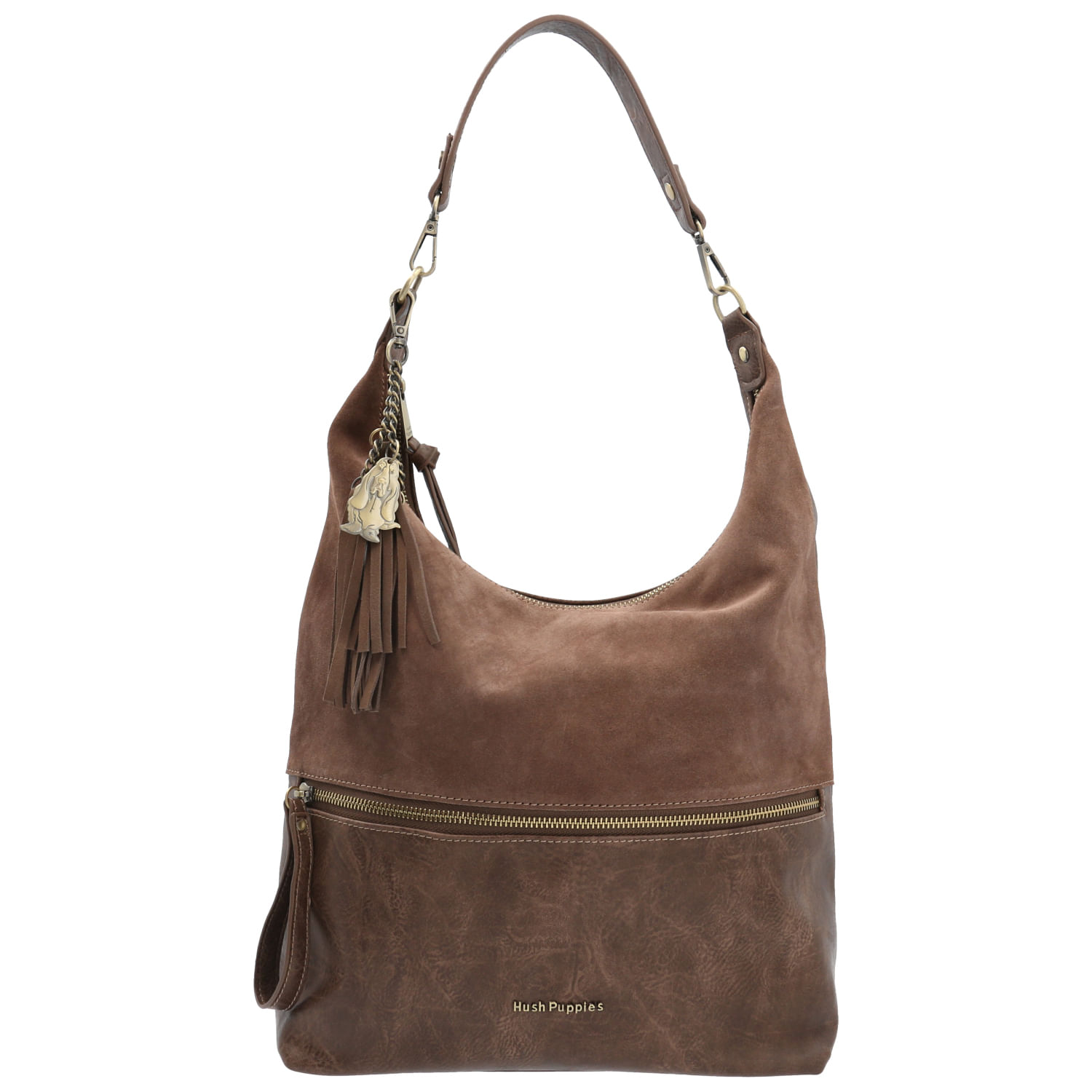 Cartera Ecocuero Mujer Lufen Hobo Café Hush Puppies