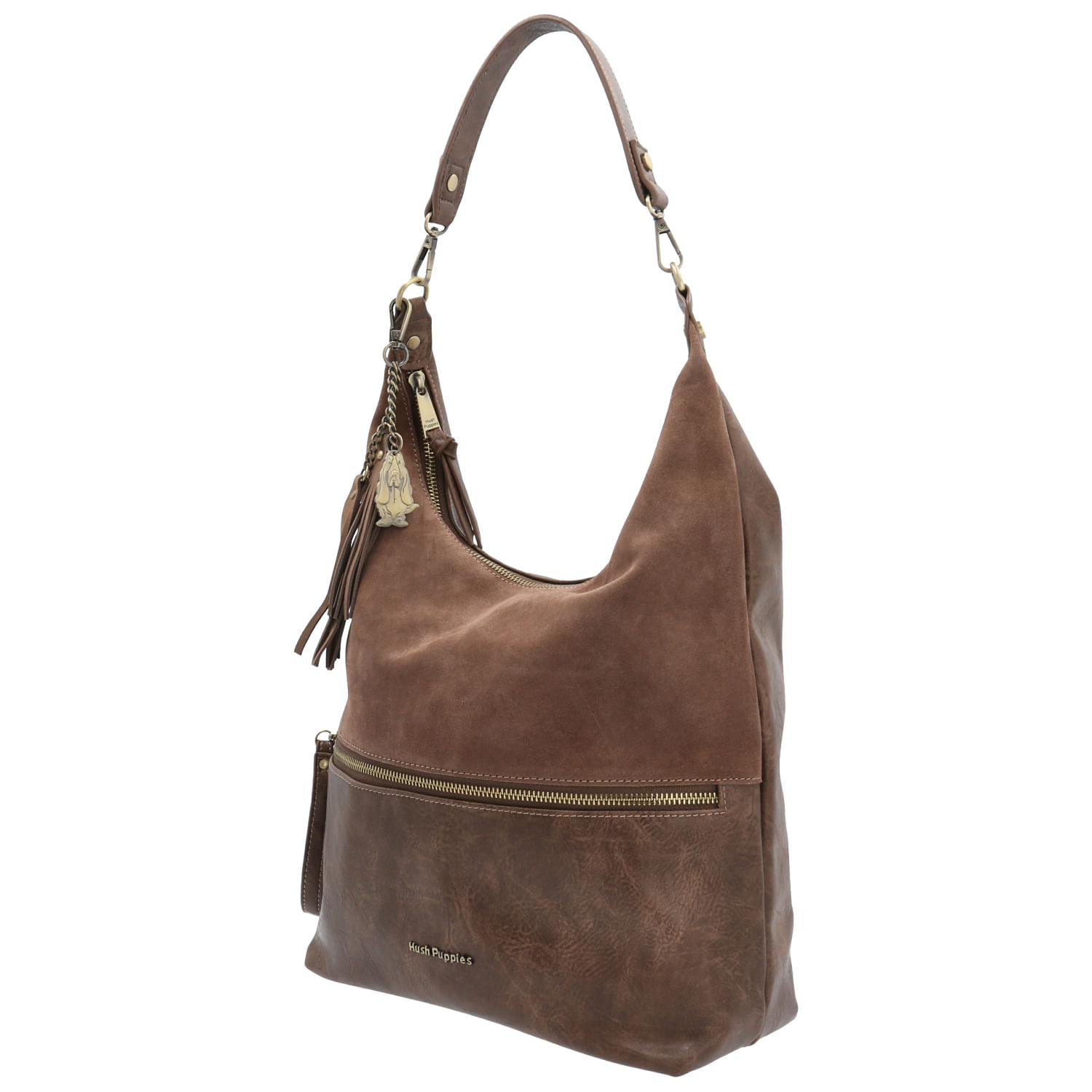 Cartera Ecocuero Mujer Lufen Hobo Café Hush Puppies