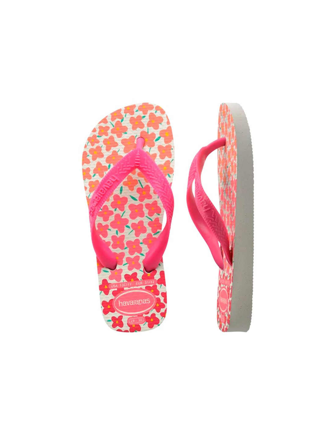 Chanclas Havaianas Kids Flores  Flux Infantil Blanco/Rosa