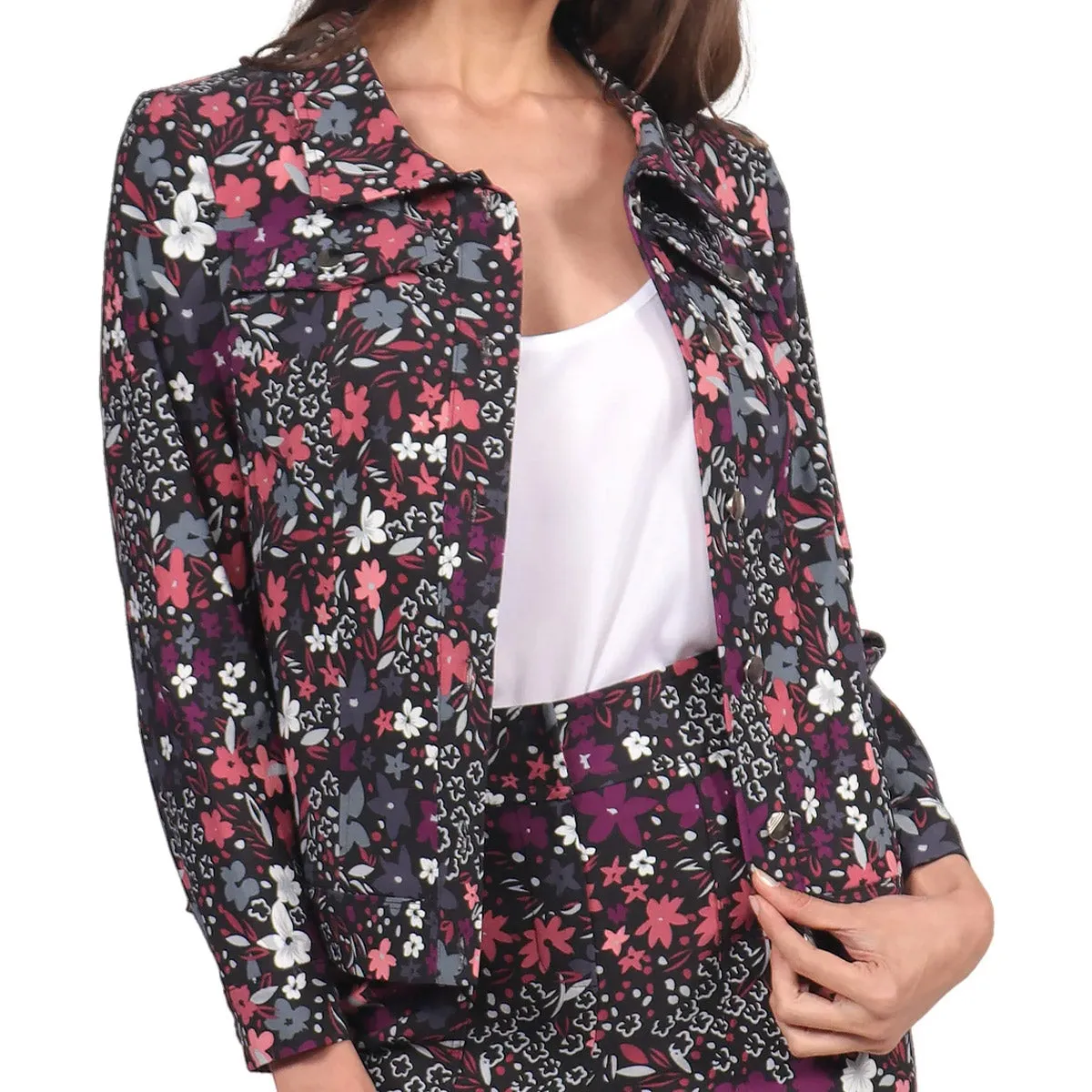 Chaqueta Casual con Estampado de Flores Duplan 11024