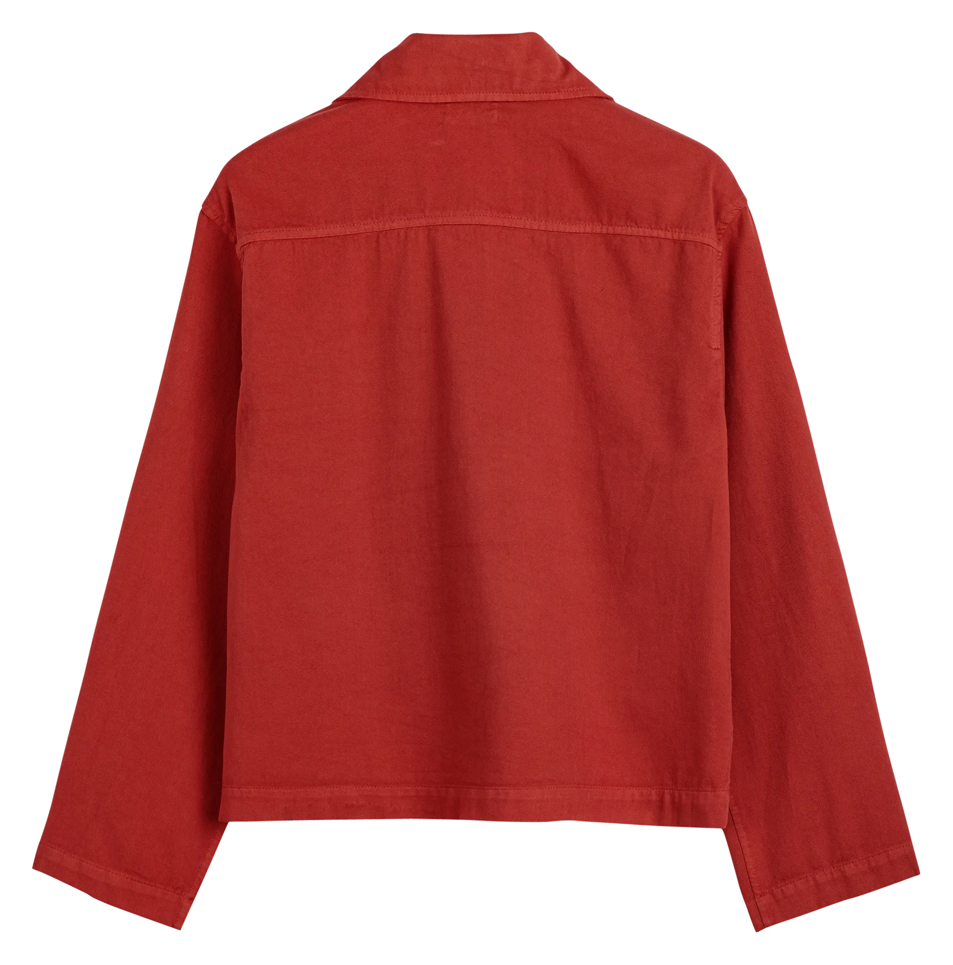 Chaqueta recta de algodón con cuello clásico en rojo