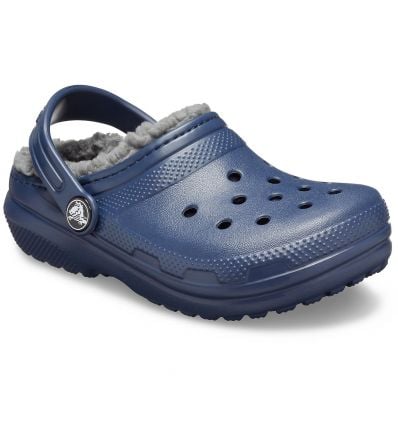 CROCS Classic Fuzz-lined Clog (azul marino / carbón) - niños