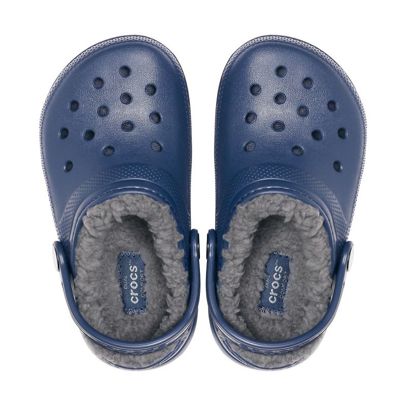 CROCS Classic Fuzz-lined Clog (azul marino / carbón) - niños