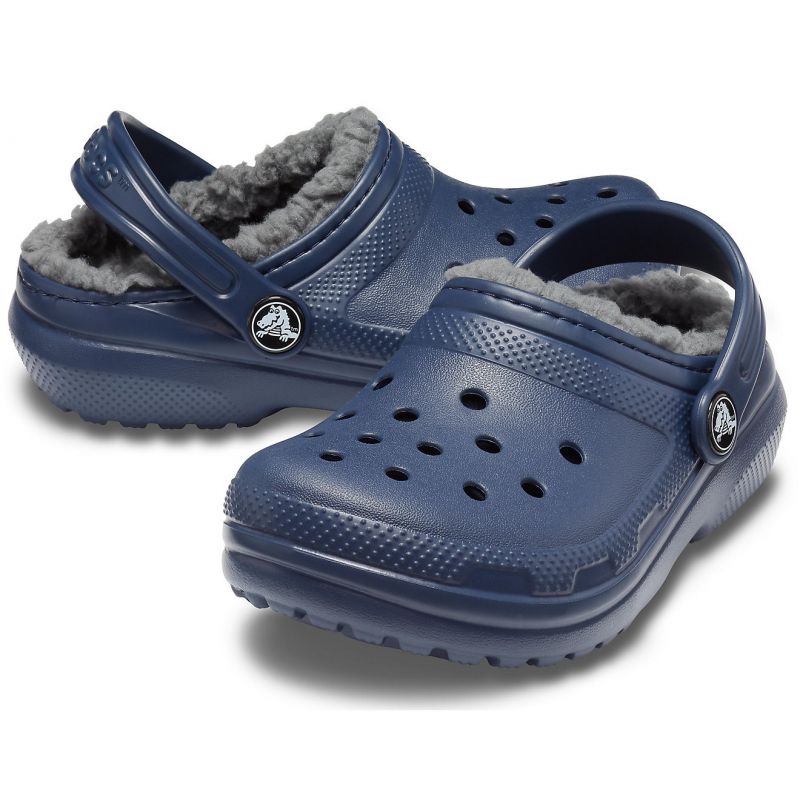 CROCS Classic Fuzz-lined Clog (azul marino / carbón) - niños