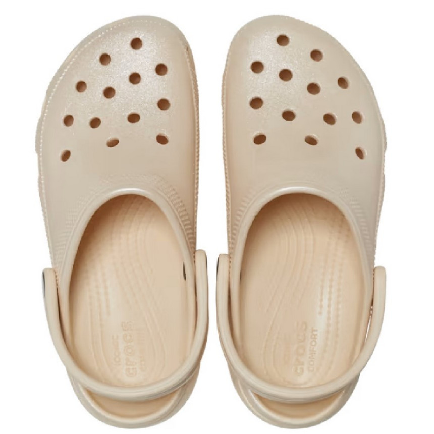 Crocs Classic Platform Shimmer Vainilla Para Niñas