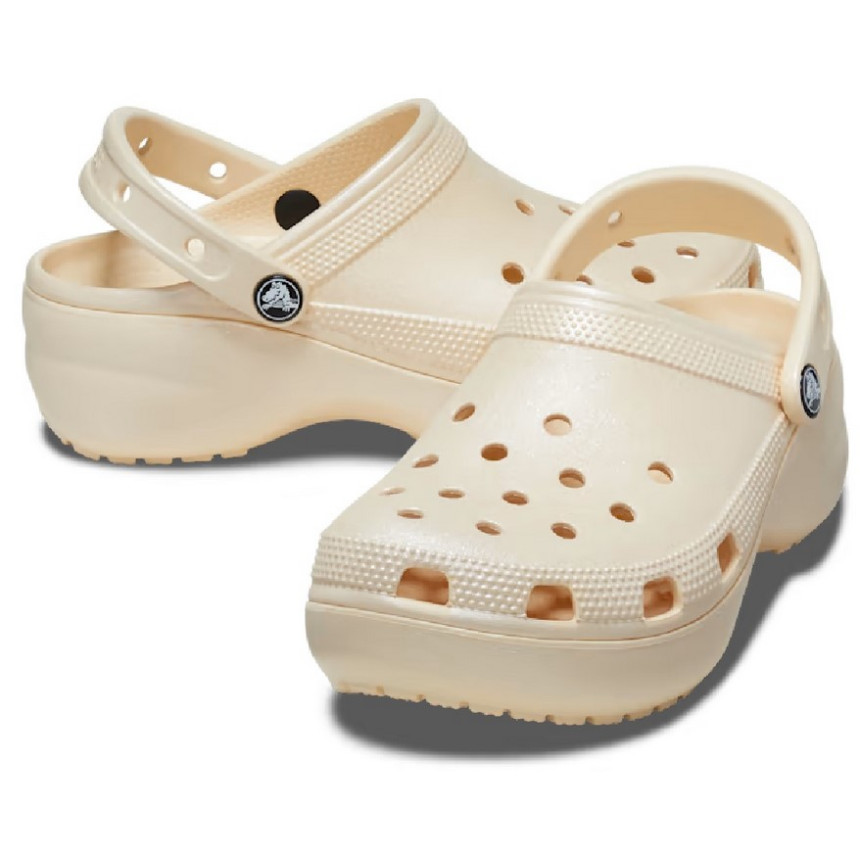 Crocs Classic Platform Shimmer Vainilla Para Niñas