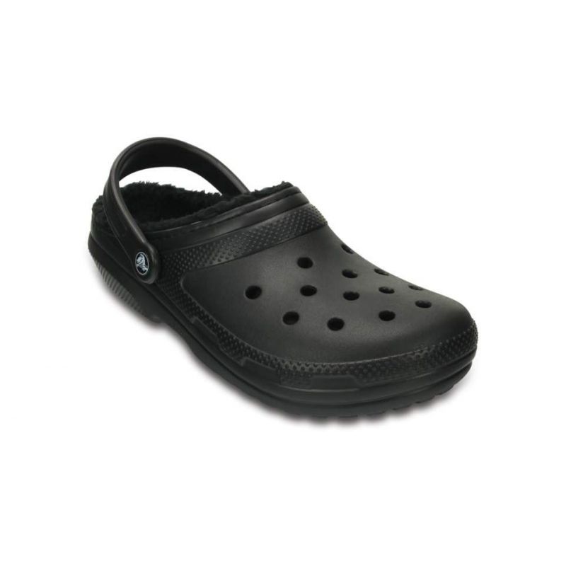 Crocs clásico zueco forrado pelusa (Negro / Negro)