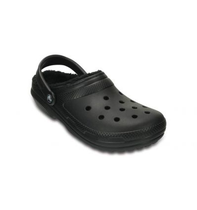 Crocs clásico zueco forrado pelusa (Negro / Negro)