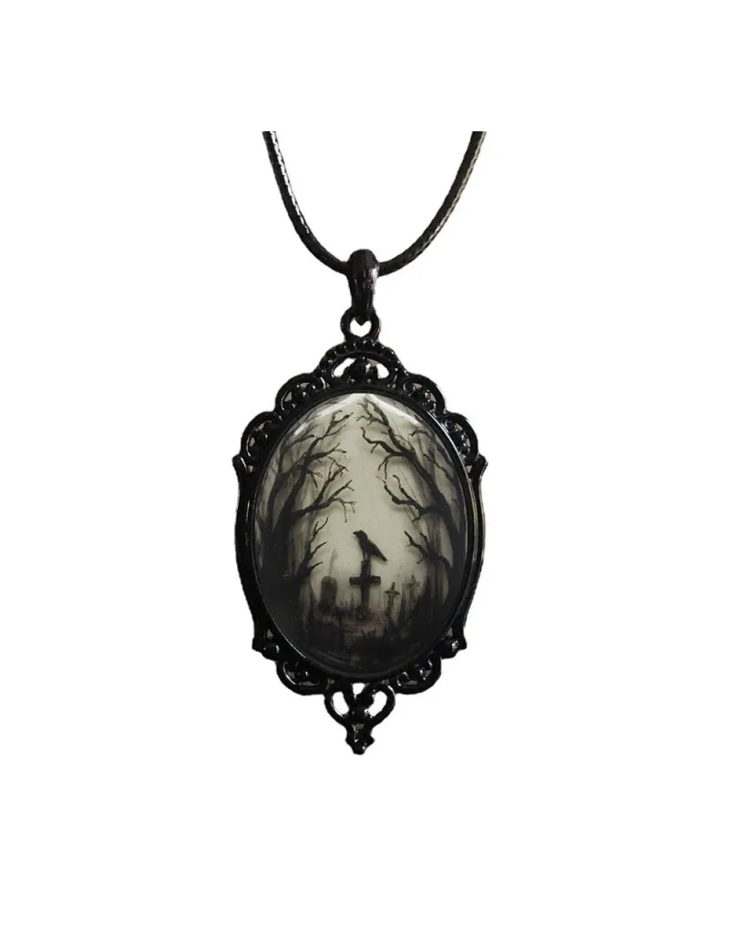 Dark gothic raven pendant