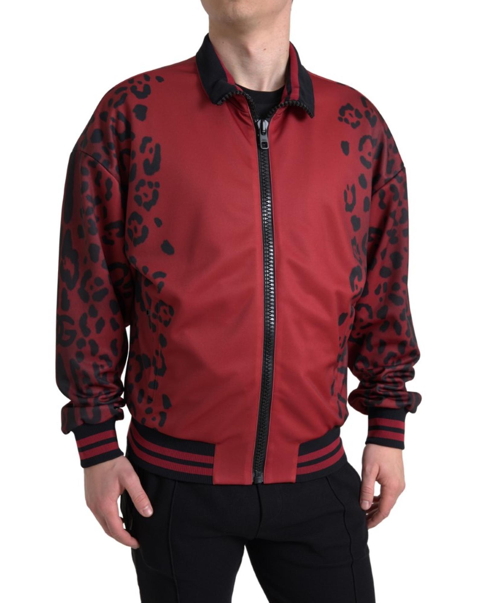 Dolce & Gabbana Leopard Print Polyester Bomber Jacket