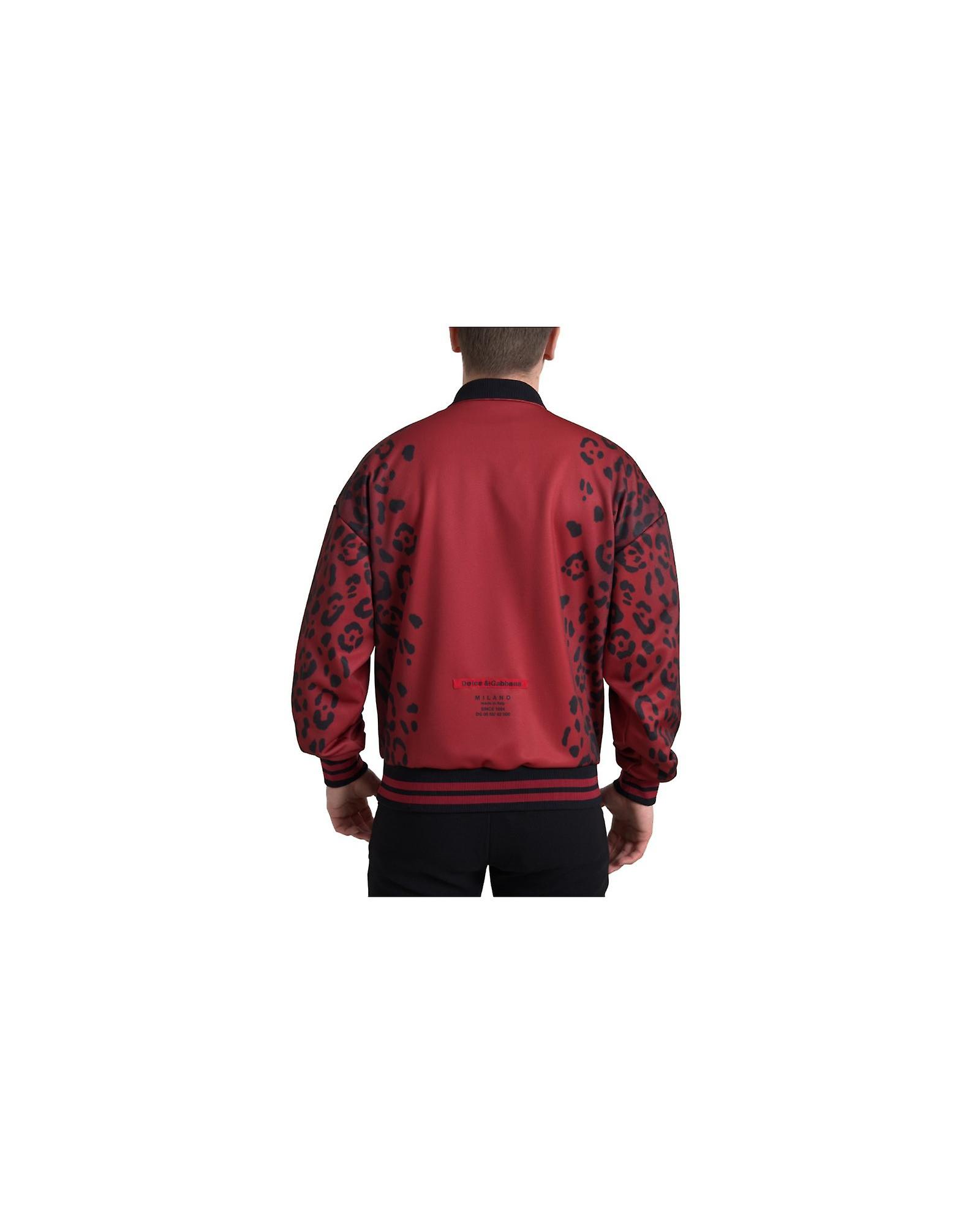 Dolce & Gabbana Leopard Print Polyester Bomber Jacket