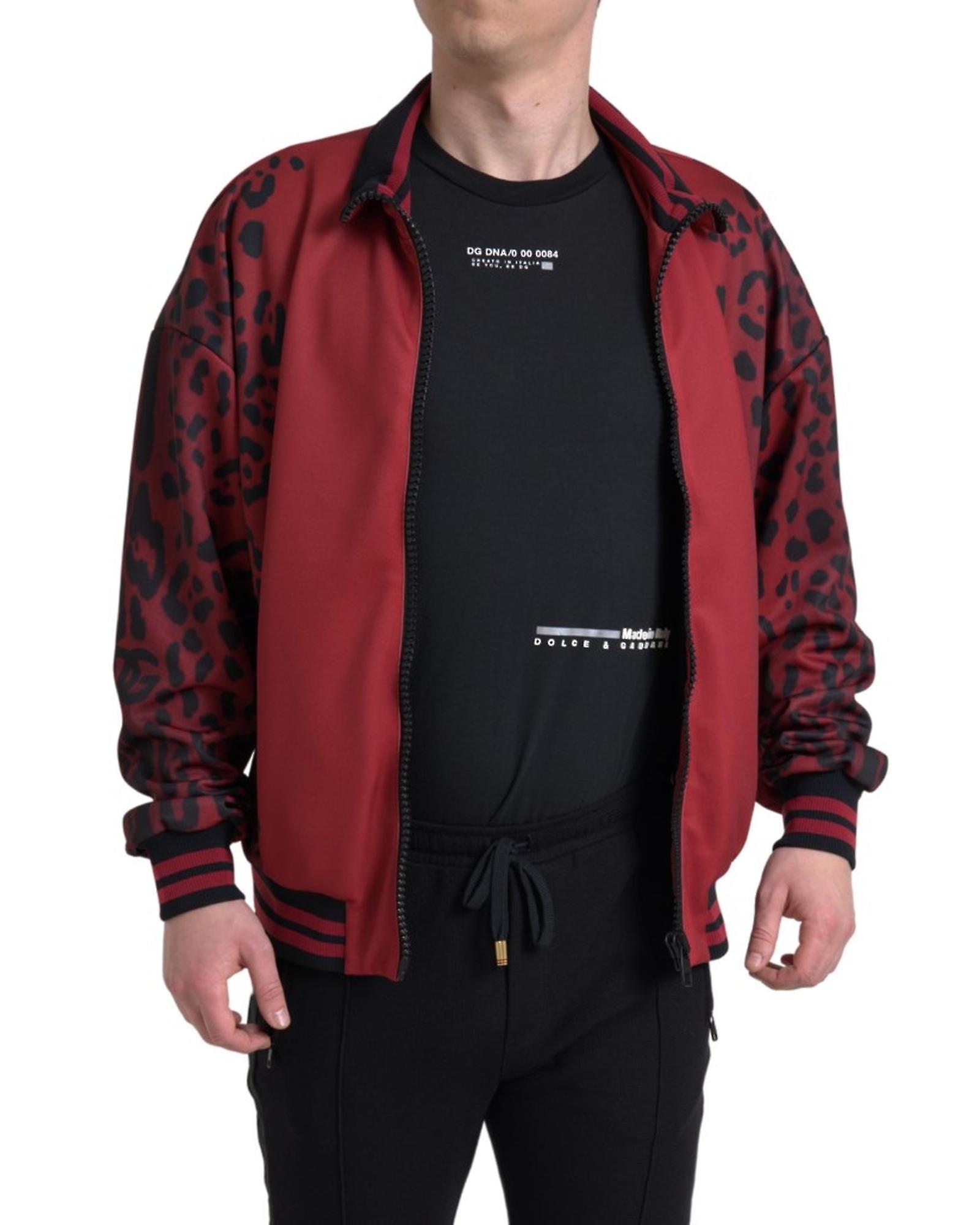 Dolce & Gabbana Leopard Print Polyester Bomber Jacket