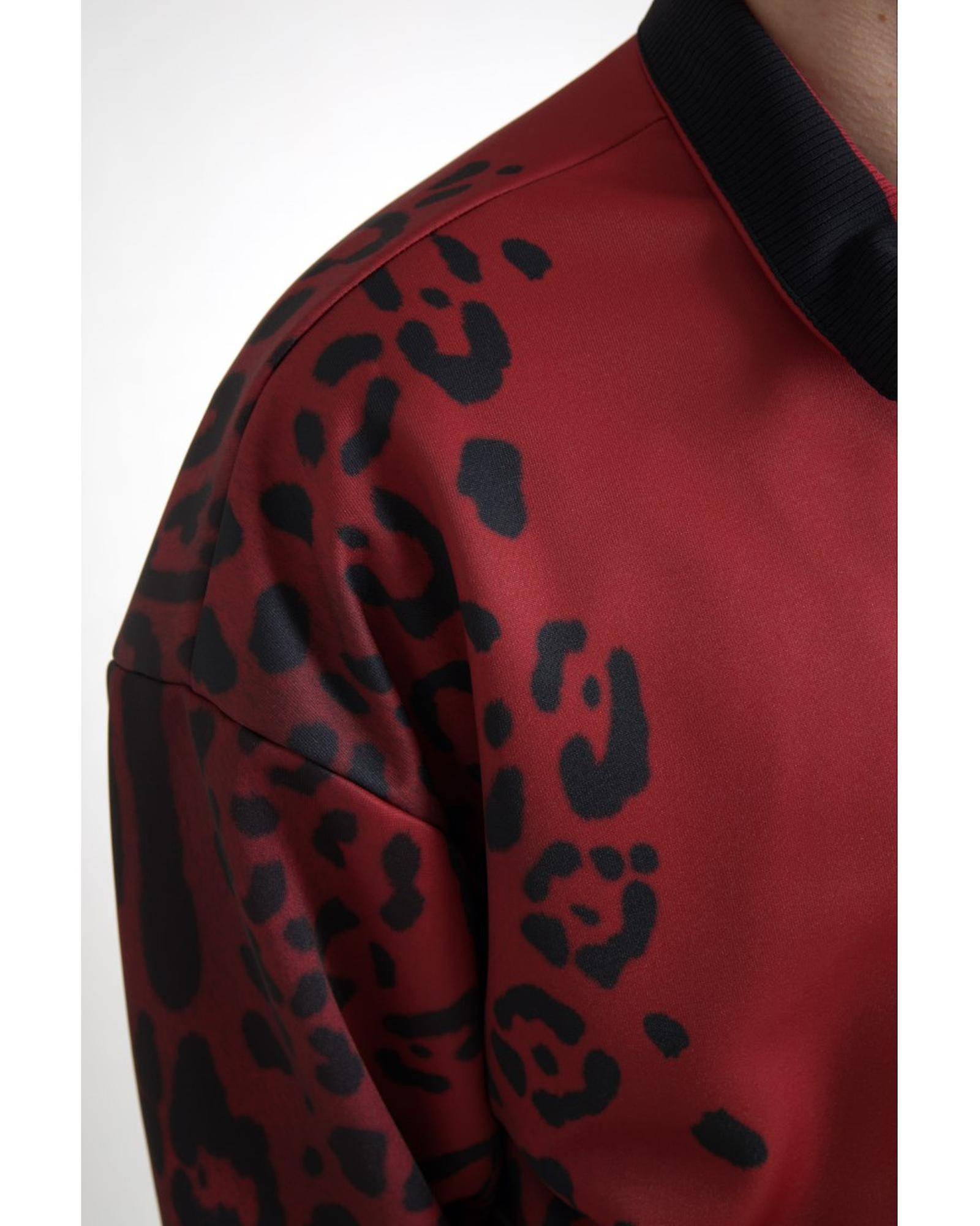 Dolce & Gabbana Leopard Print Polyester Bomber Jacket