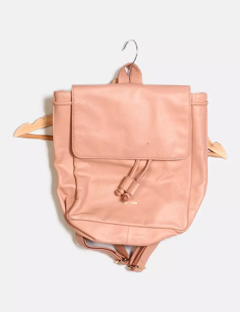 Massimo Dutti Mochila rosa detalle logo