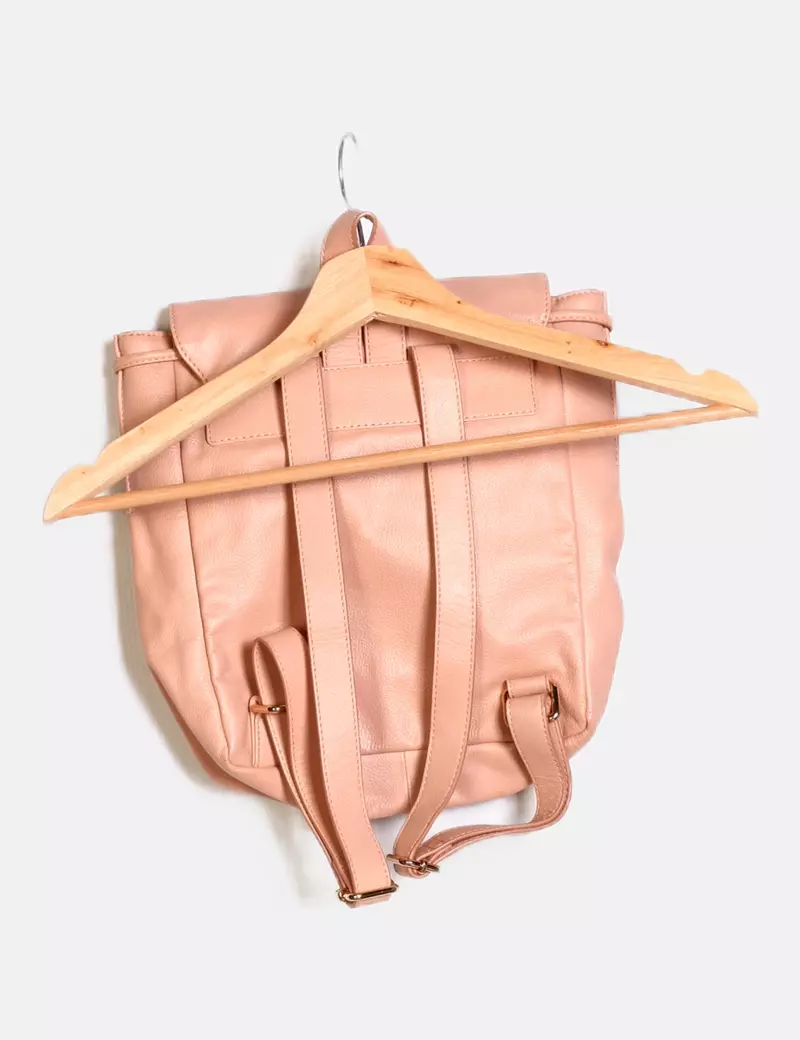 Massimo Dutti Mochila rosa detalle logo