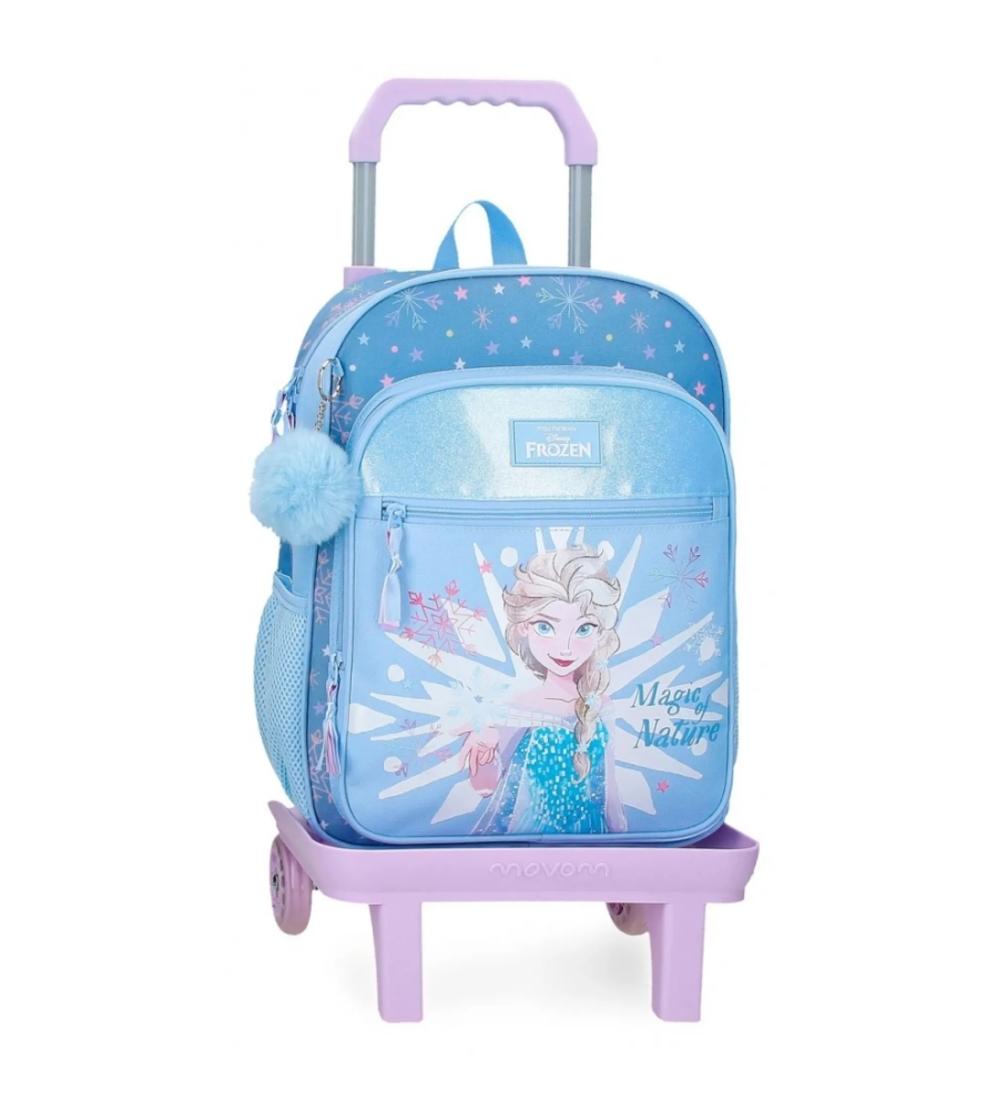 Mochila escolar Frozen Magic ice 38cm con carro azul