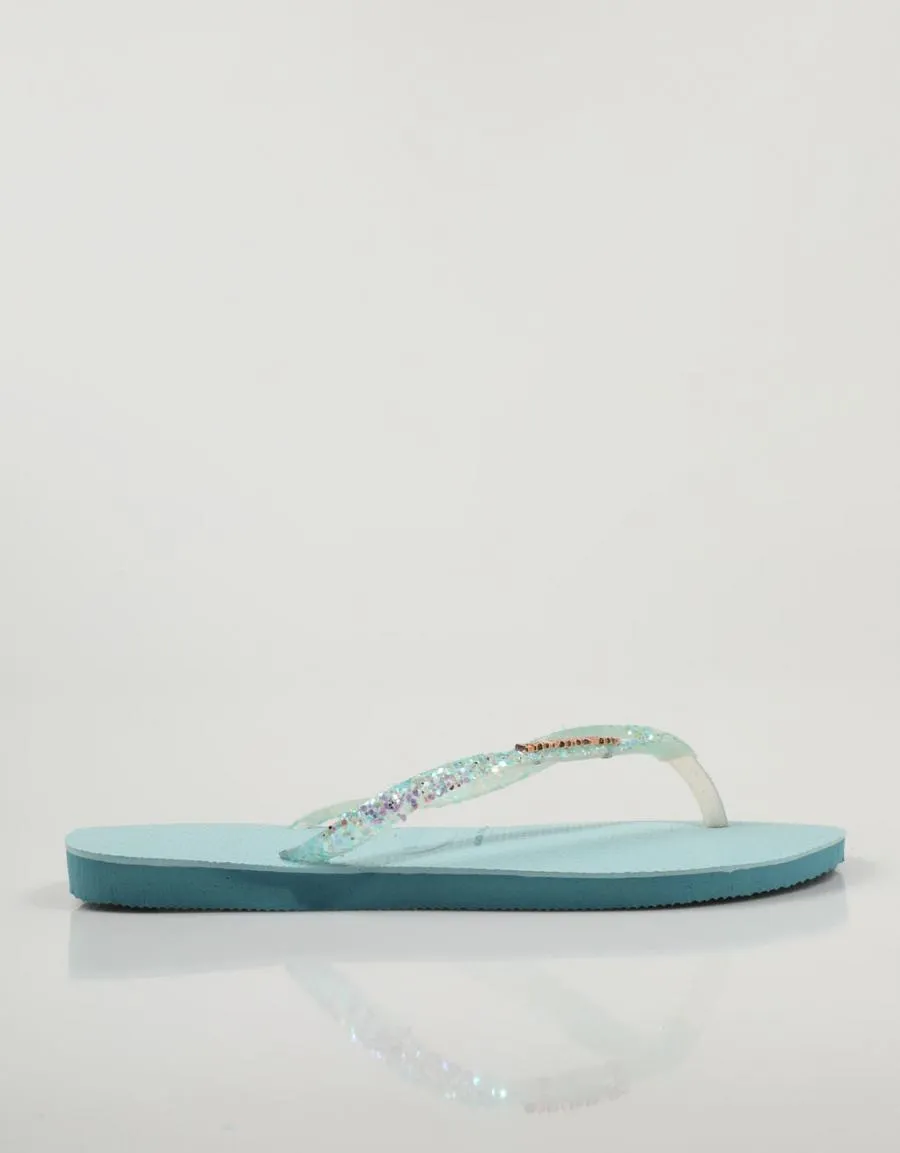  nu pieds HAVAIANAS Slim Glitter Flourish en Bleu marine 79283