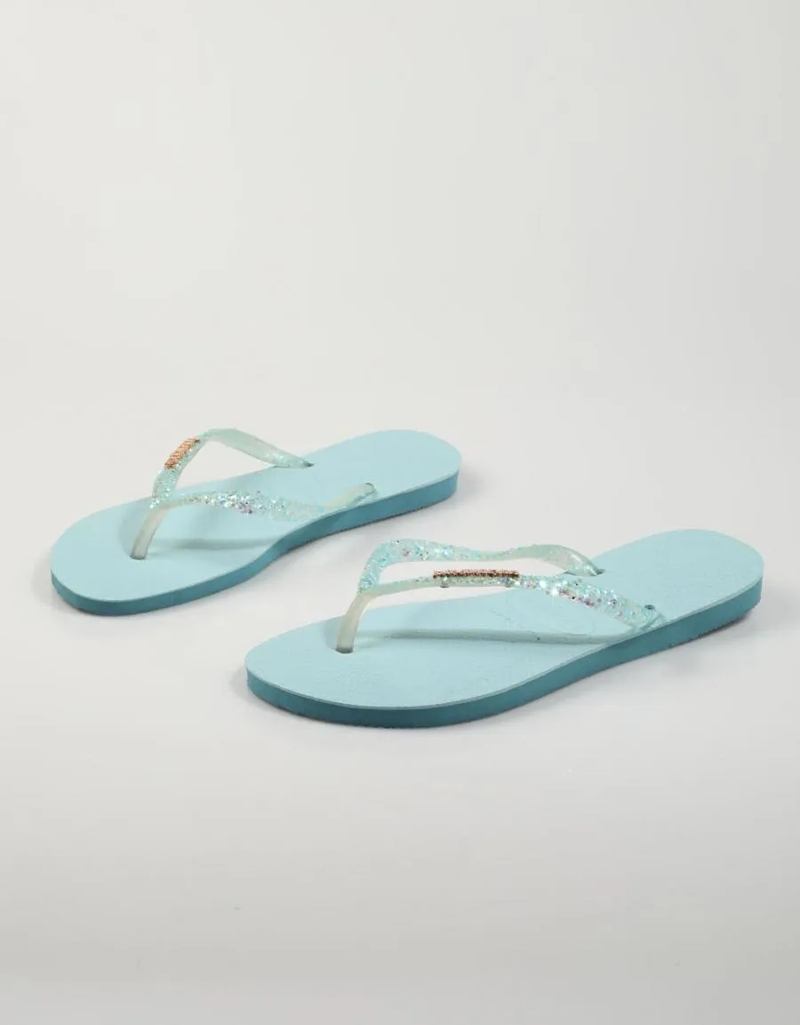  nu pieds HAVAIANAS Slim Glitter Flourish en Bleu marine 79283