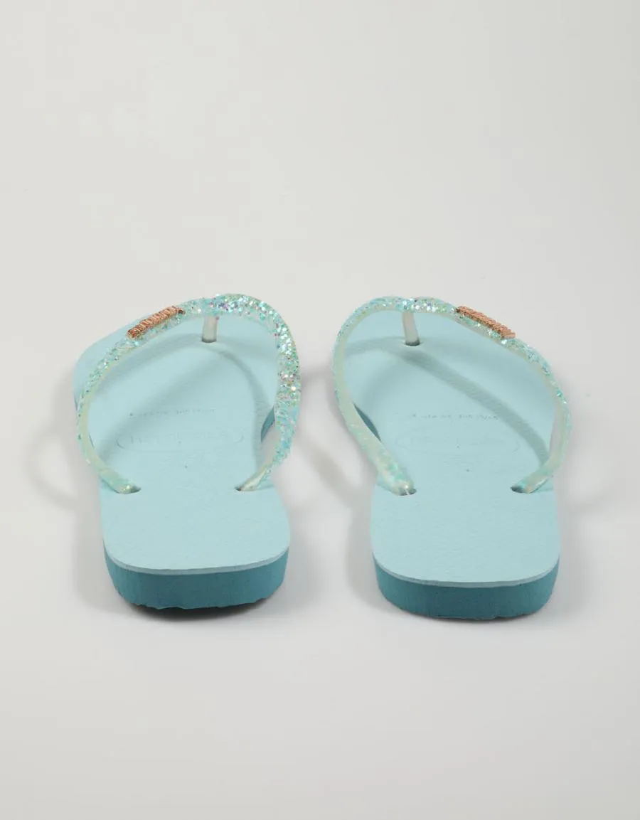  nu pieds HAVAIANAS Slim Glitter Flourish en Bleu marine 79283