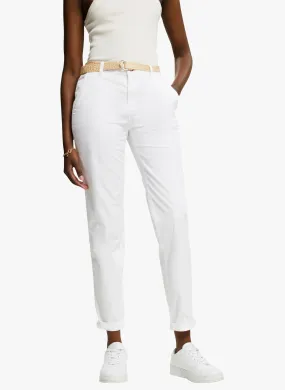 Pantalón chino de algodón elástico en blanco