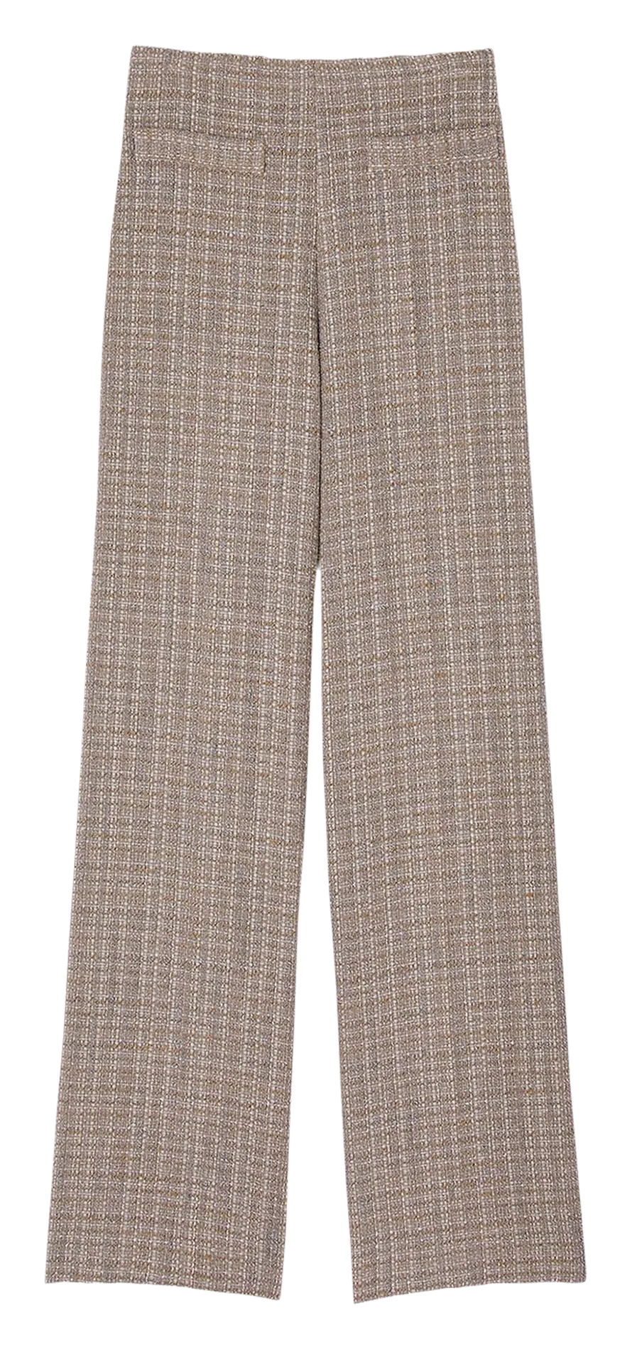 Pantalón de tweed recto de talle alto en marron