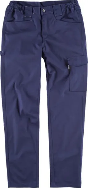 Pantalón elástico bidireccional, multibolsillos Marino