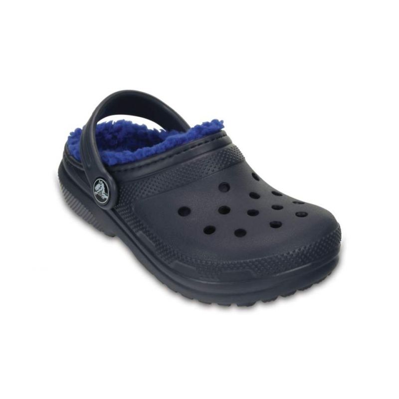 Pelusa Crocs Kids clásico forrado Clog niños (Azul marino / azul cerúleo)