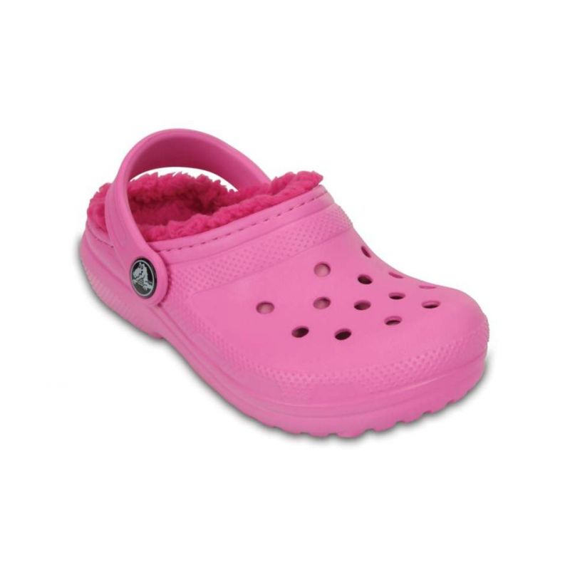 Pelusa Crocs Kids clásico forrado Clog niños (Party Pink/candy Pink)