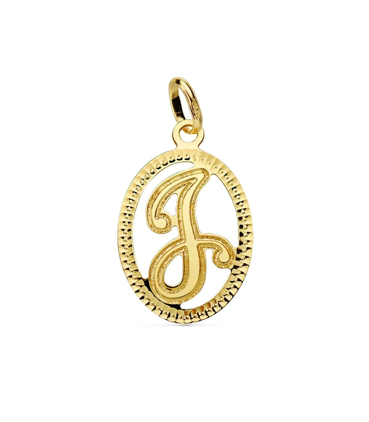 Pendentif Facetté Lettre J Or Jaune 18 K 18mm