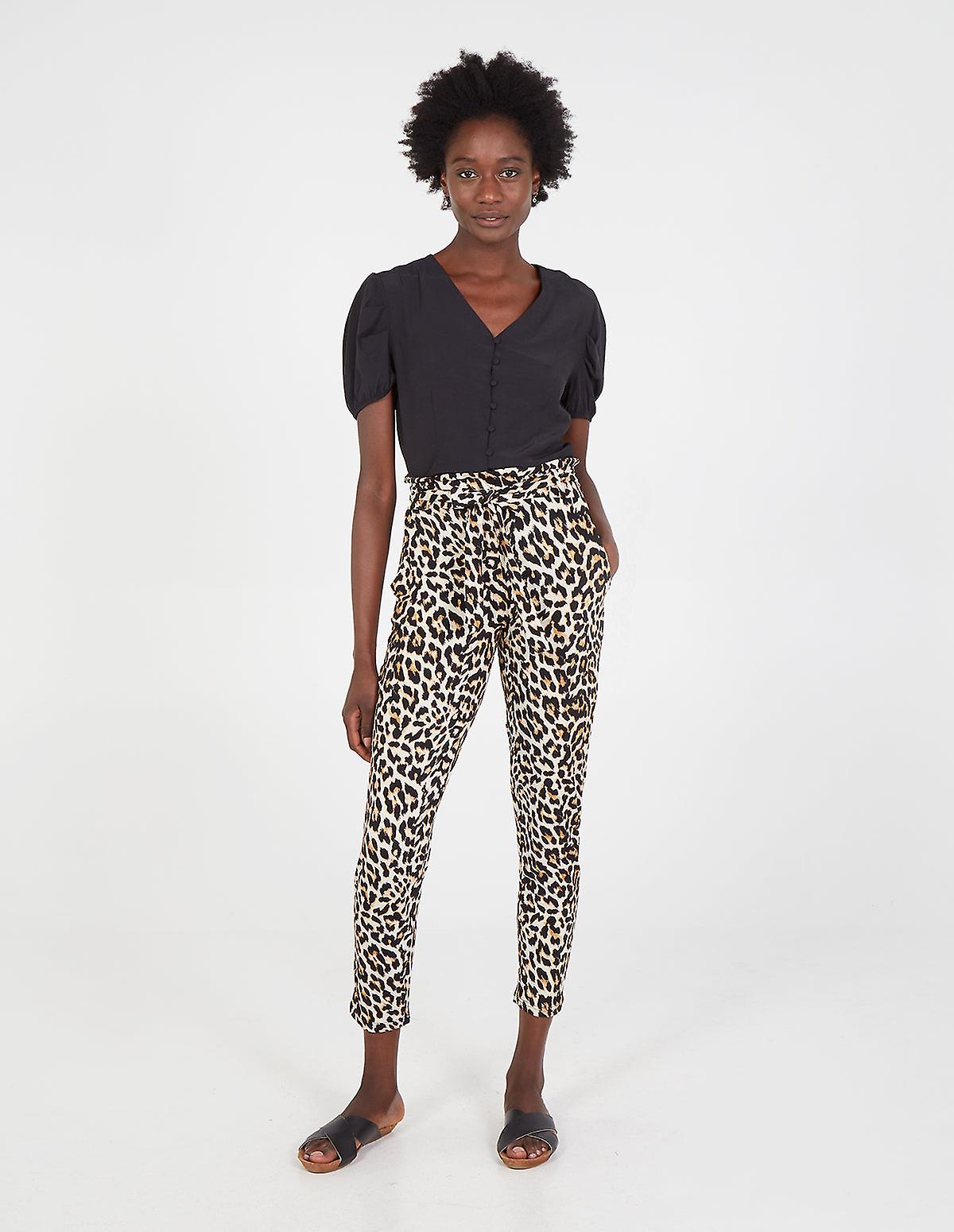 Rylie - paperbag waist leopard print trousers