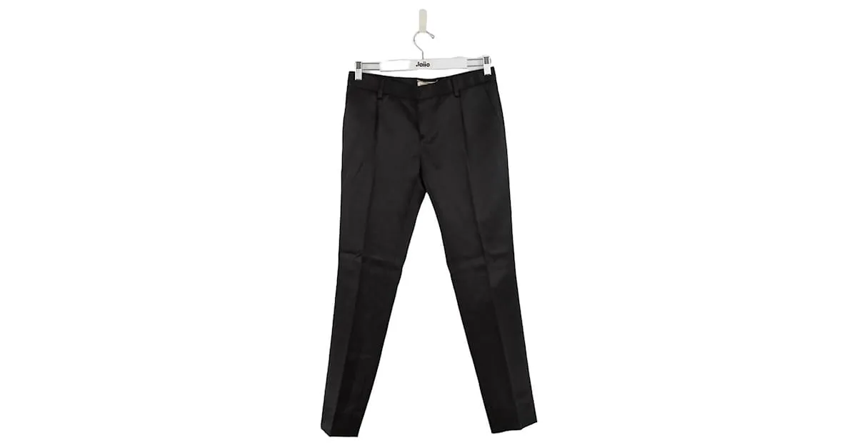 Saint Laurent Pantalón slim fit de seda Negro 