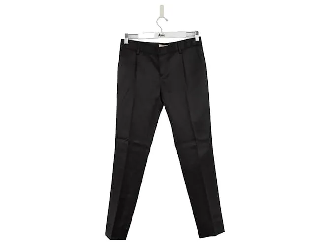 Saint Laurent Pantalón slim fit de seda Negro 