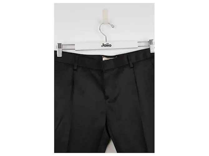 Saint Laurent Pantalón slim fit de seda Negro 