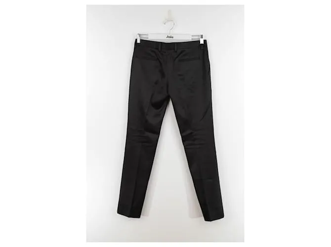 Saint Laurent Pantalón slim fit de seda Negro 