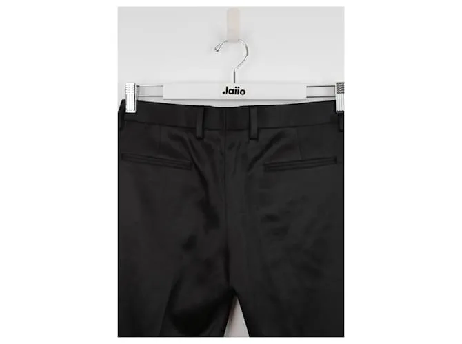 Saint Laurent Pantalón slim fit de seda Negro 