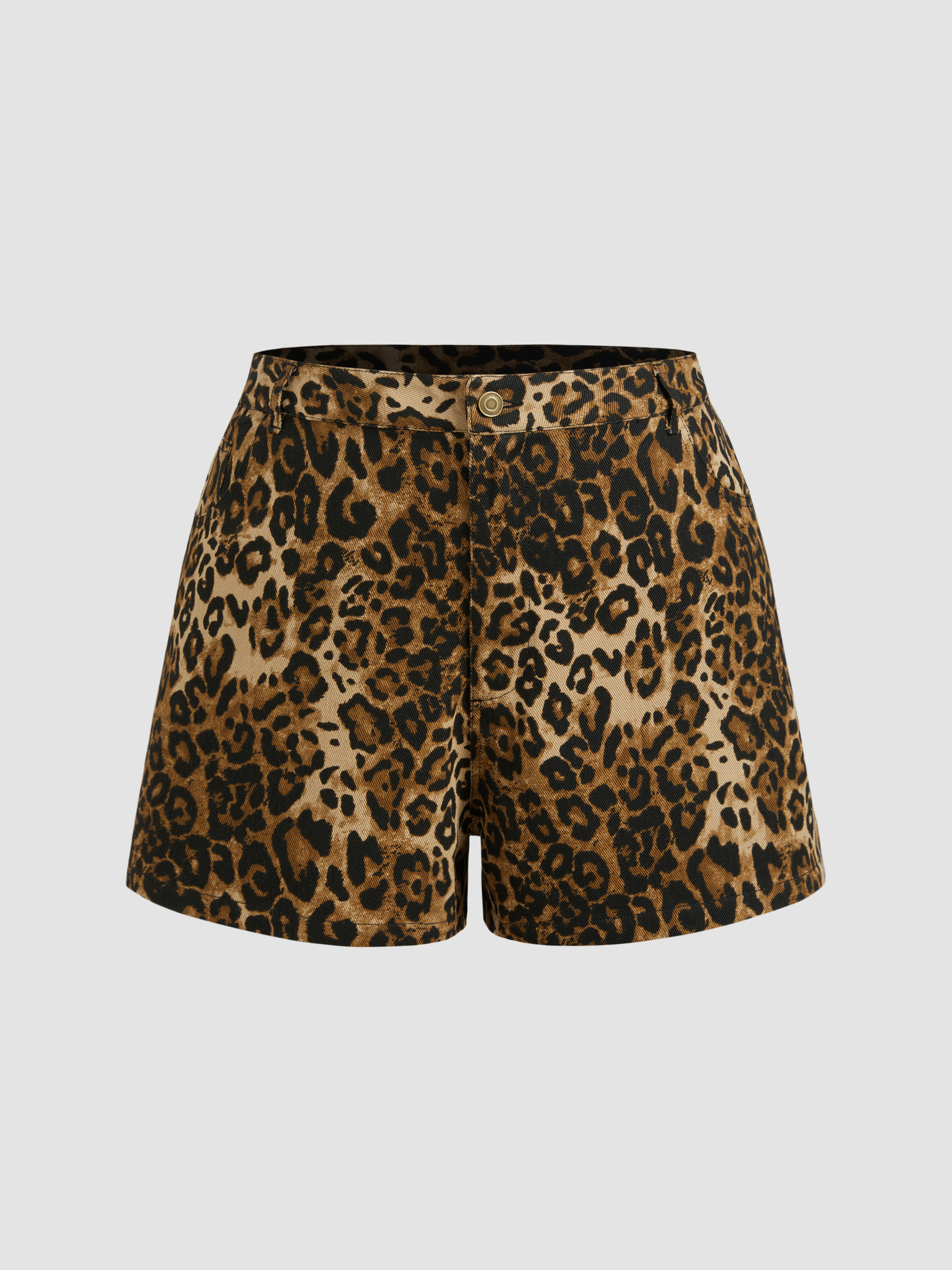 Shorts Leopard de Tiro Medio Tejidos Curvy