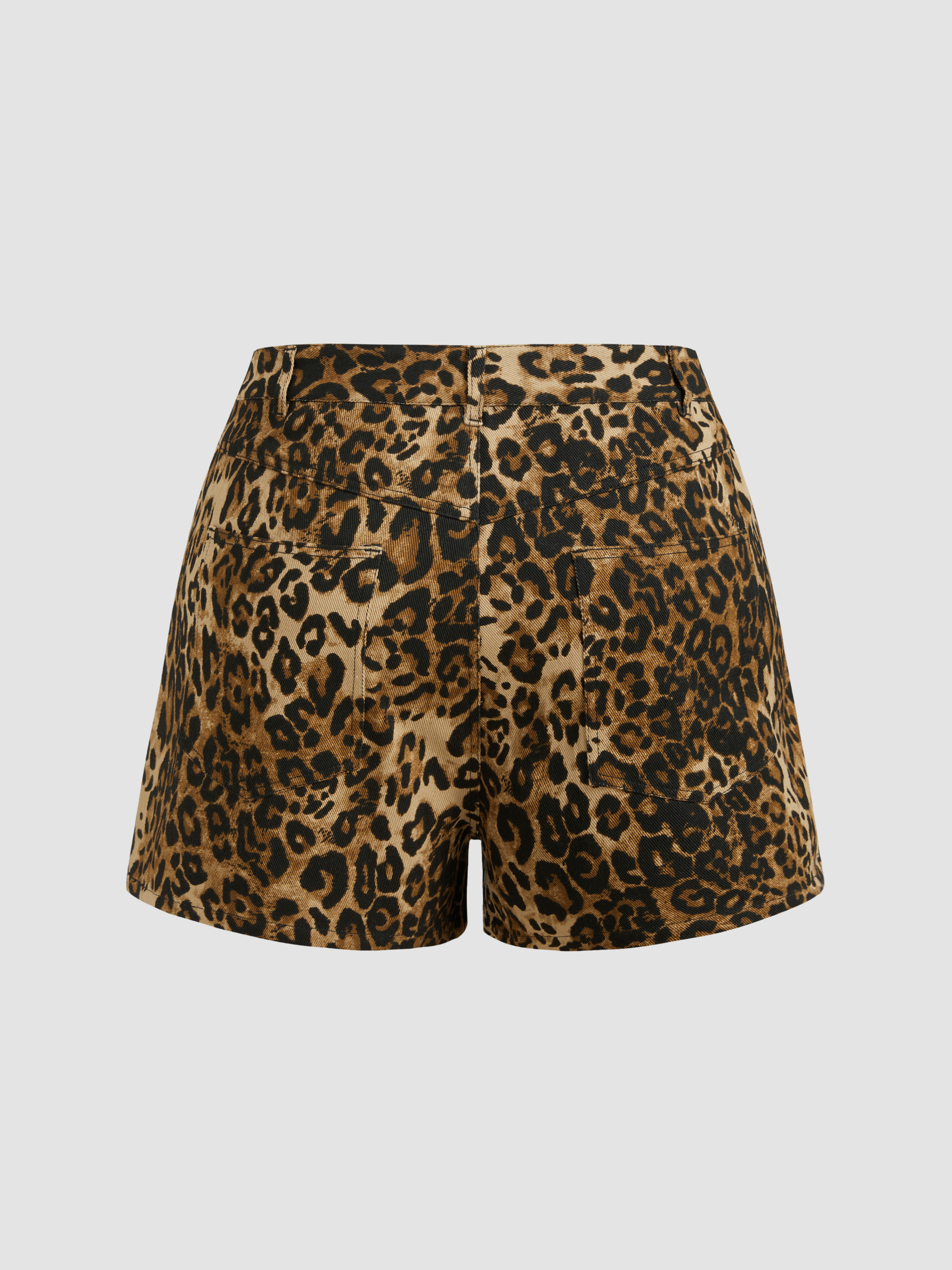 Shorts Leopard de Tiro Medio Tejidos Curvy