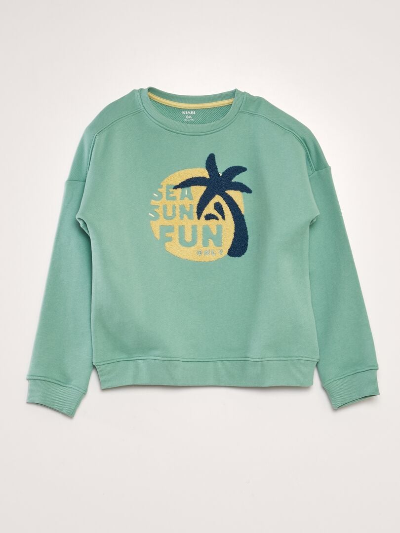 Sudadera de chándal con estampado de rizo - VERDE