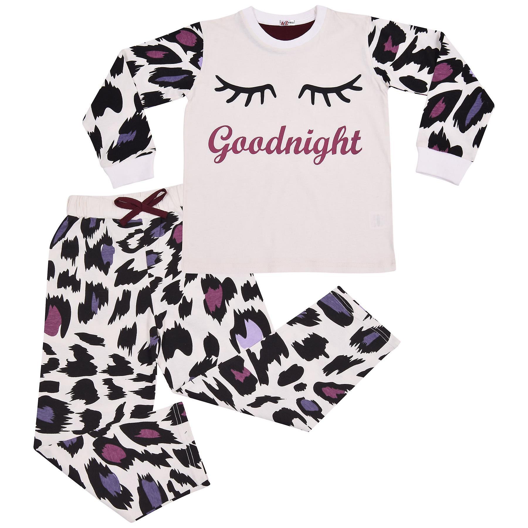 Unisex Goodnight Leopard White Pyjamas Set