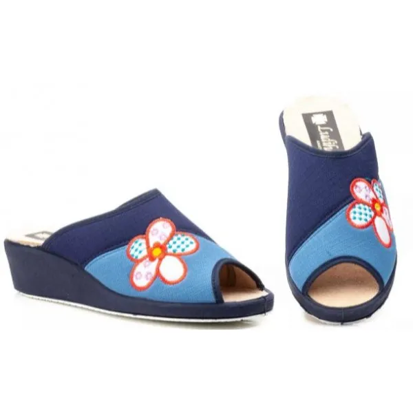 ZAPATILLAS DE CASA MUJER con CUÑA MOD. FLORAZUL