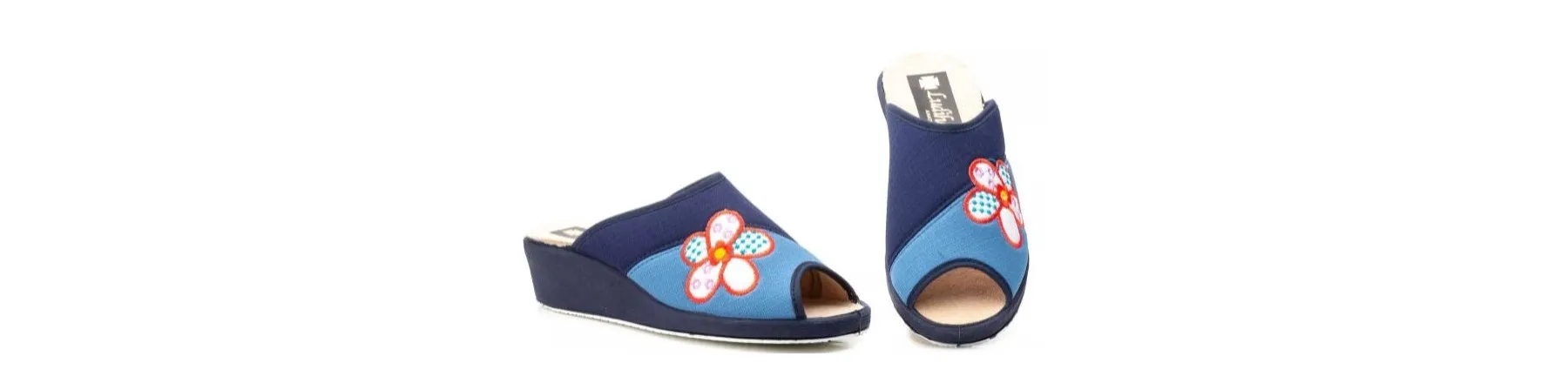 ZAPATILLAS DE CASA MUJER con CUÑA MOD. FLORAZUL