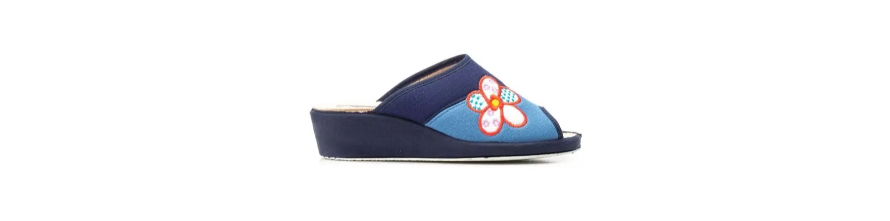 ZAPATILLAS DE CASA MUJER con CUÑA MOD. FLORAZUL