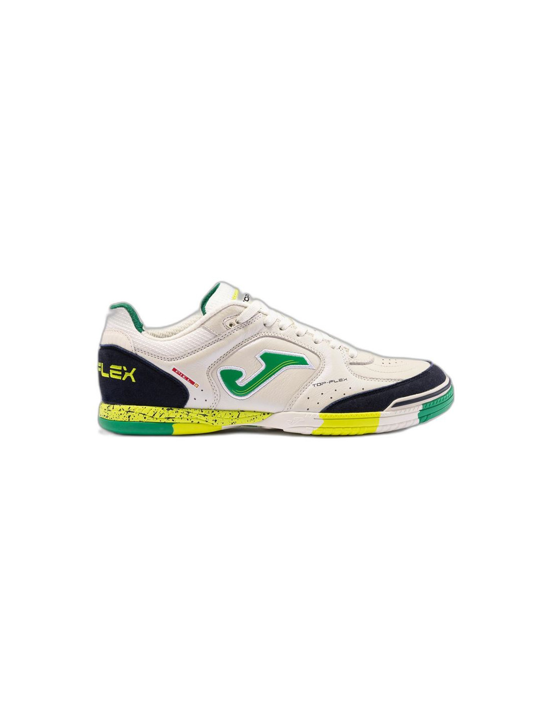 Zapatillas de Fútbol Sala Joma Top Flex 2426 Blanco Verde Indoor Niño