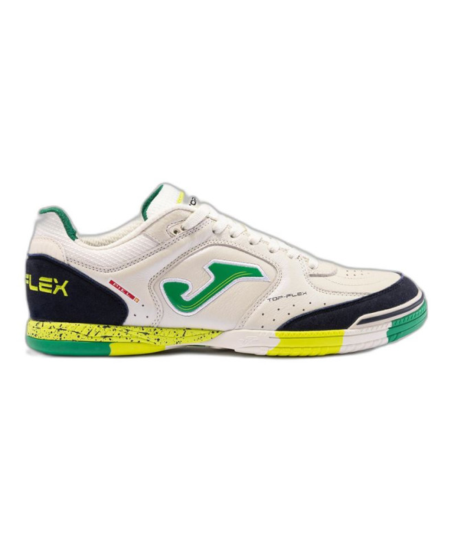 Zapatillas de Fútbol Sala Joma Top Flex 2426 Blanco Verde Indoor Niño